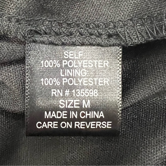 CURE Black Lace Bodycon Mini Dress Medium Scoop Back Long Sleeve Glitter Sheer - Picture 15 of 15